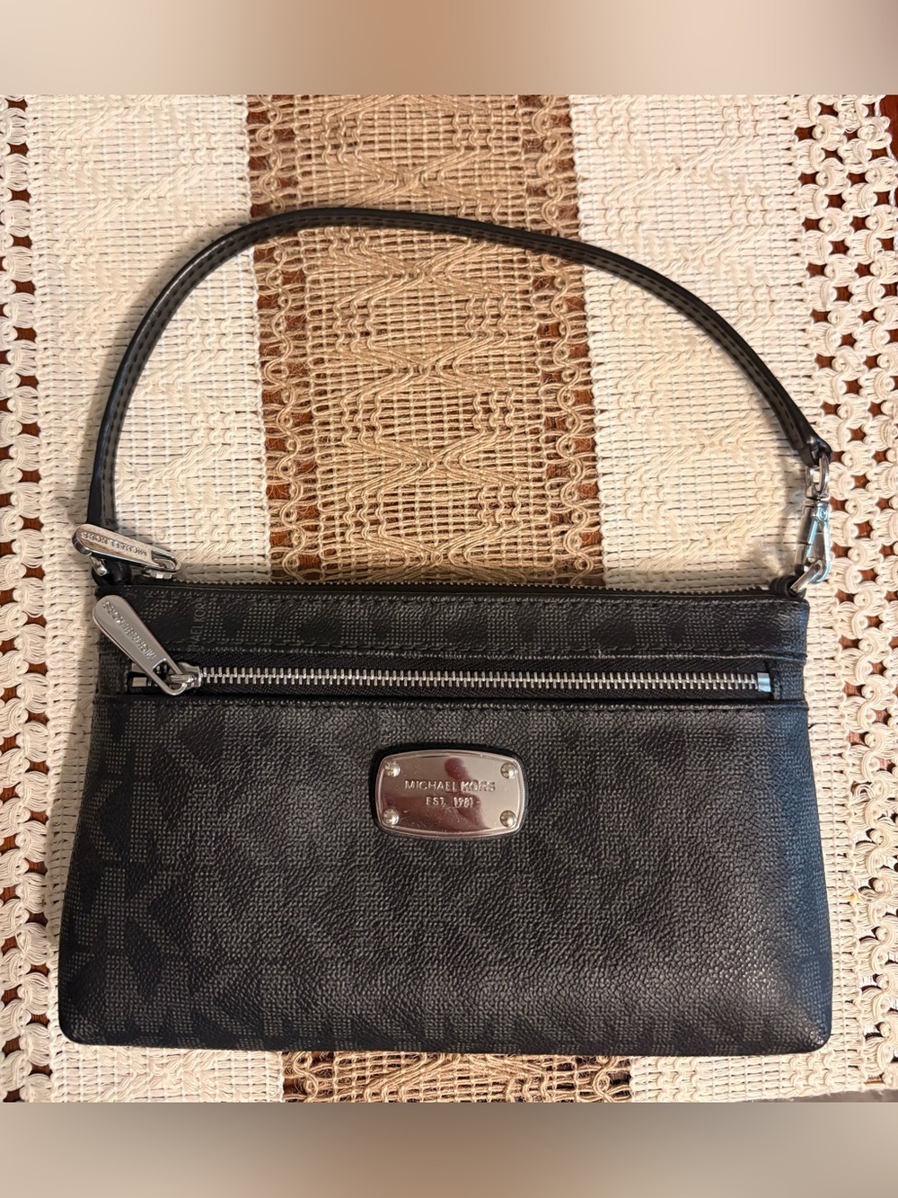 Michael Kors Black Signature Zip-Around Wristlet